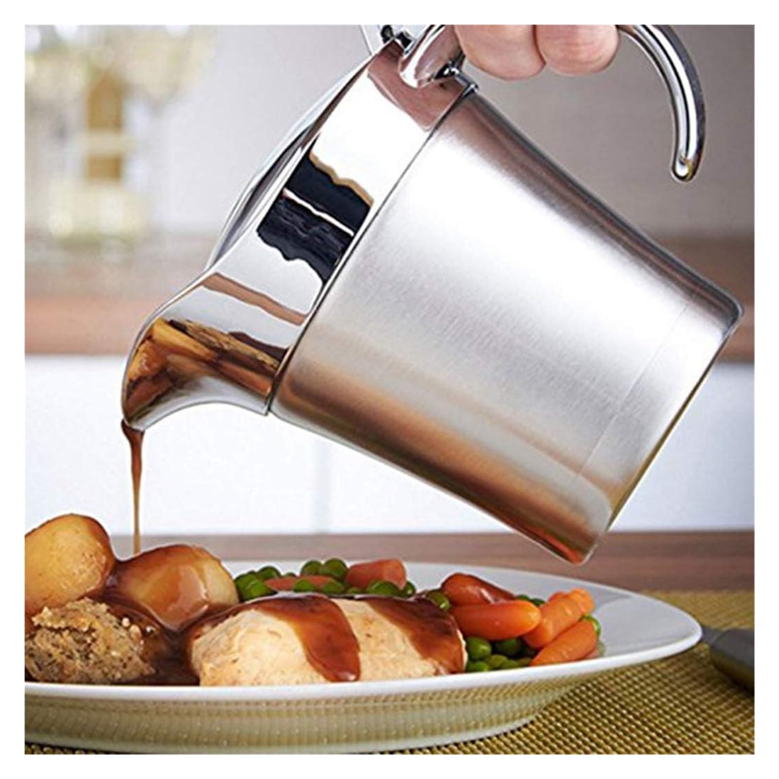 Doppelt isolierte Sauciere mit Klappdeckel – hält Saucen warm, ideal zum Essen und Unterhaltung