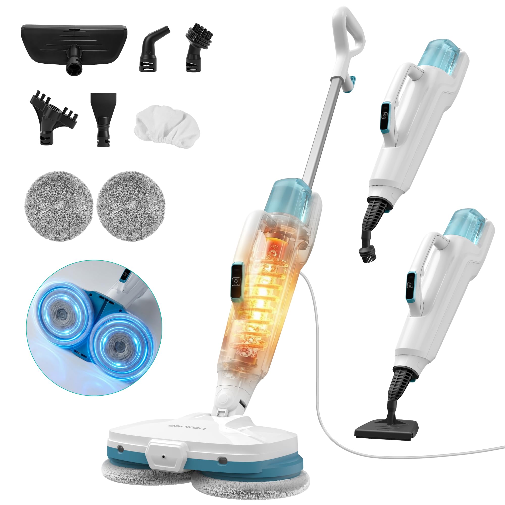 Steam Mop 10-in-1 Scrub Mop Handheld Steamer 15s Heat-up Multifunctional Electric Cleaner for Home Use Hard Floor Cleaner
