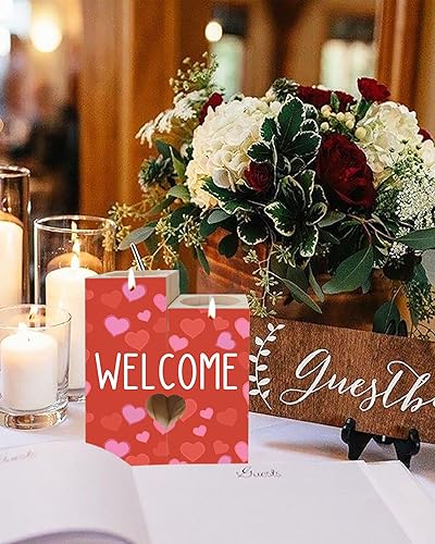 Miniatura 5 de Juego de 2 portavelas para centro de mesa portavelas de bienvenida para el día de San Valentín portavelas decorativos de madera con forma de corazón