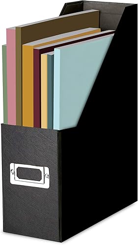 Archivador de revistas Snap-N-Store Jumbo, placa de fibra negra con sujetador de etiquetas de contenido, 4.50pulgadas de ancho x 11.25pulgadas de
