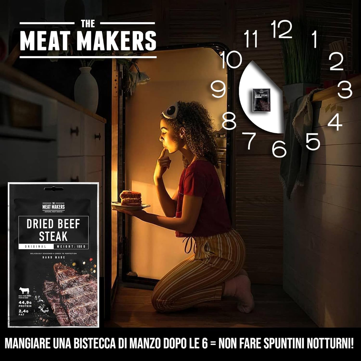 The Meat Makers Original Dried Beef Jerky Steak (300 g) – Carne Secca di Manzo, Carne Essiccata per Umani. Snack di carne secca ad alto contenuto proteico.