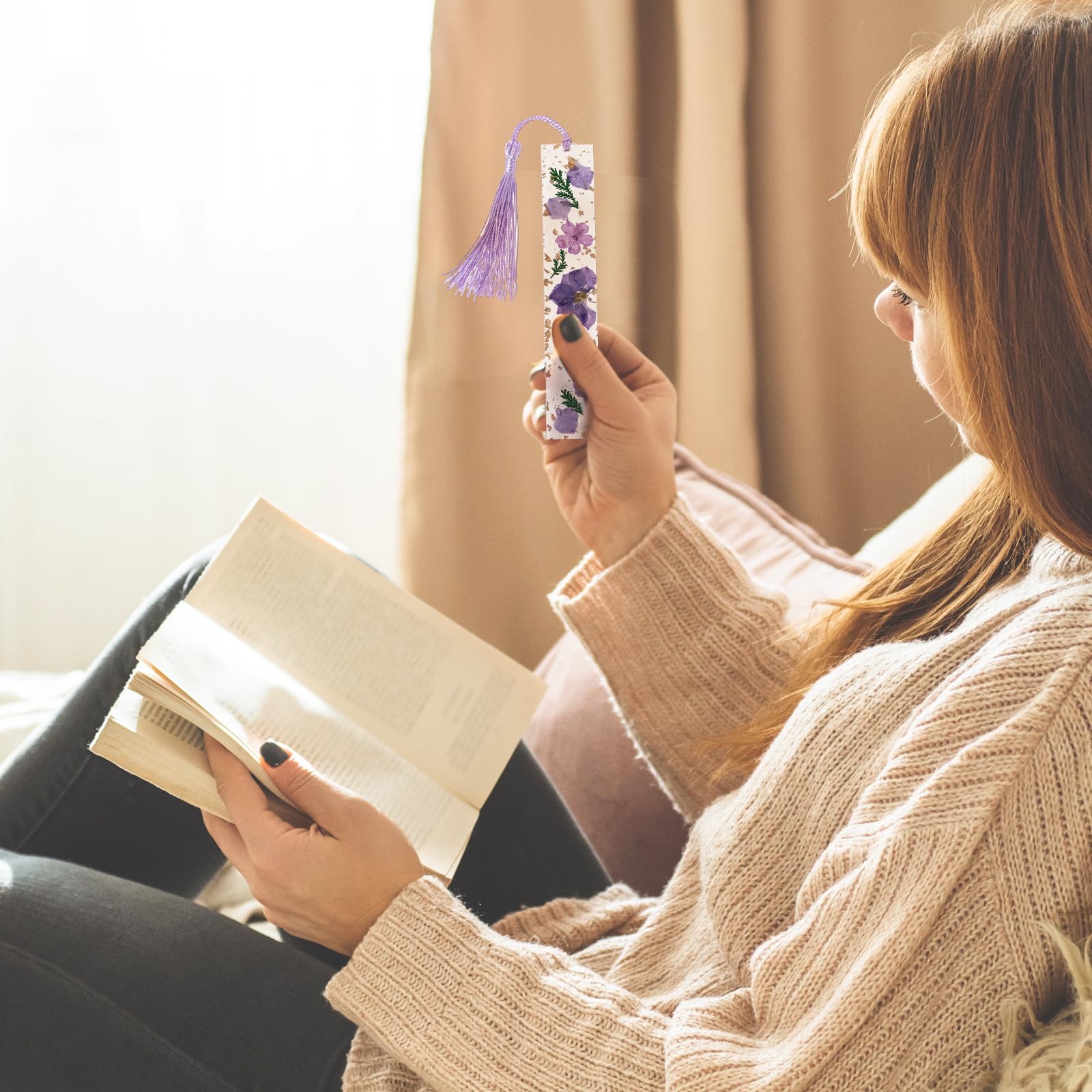 YOSOO Marque-pages Transparents Avec Fleurs Séchées Faites Maison