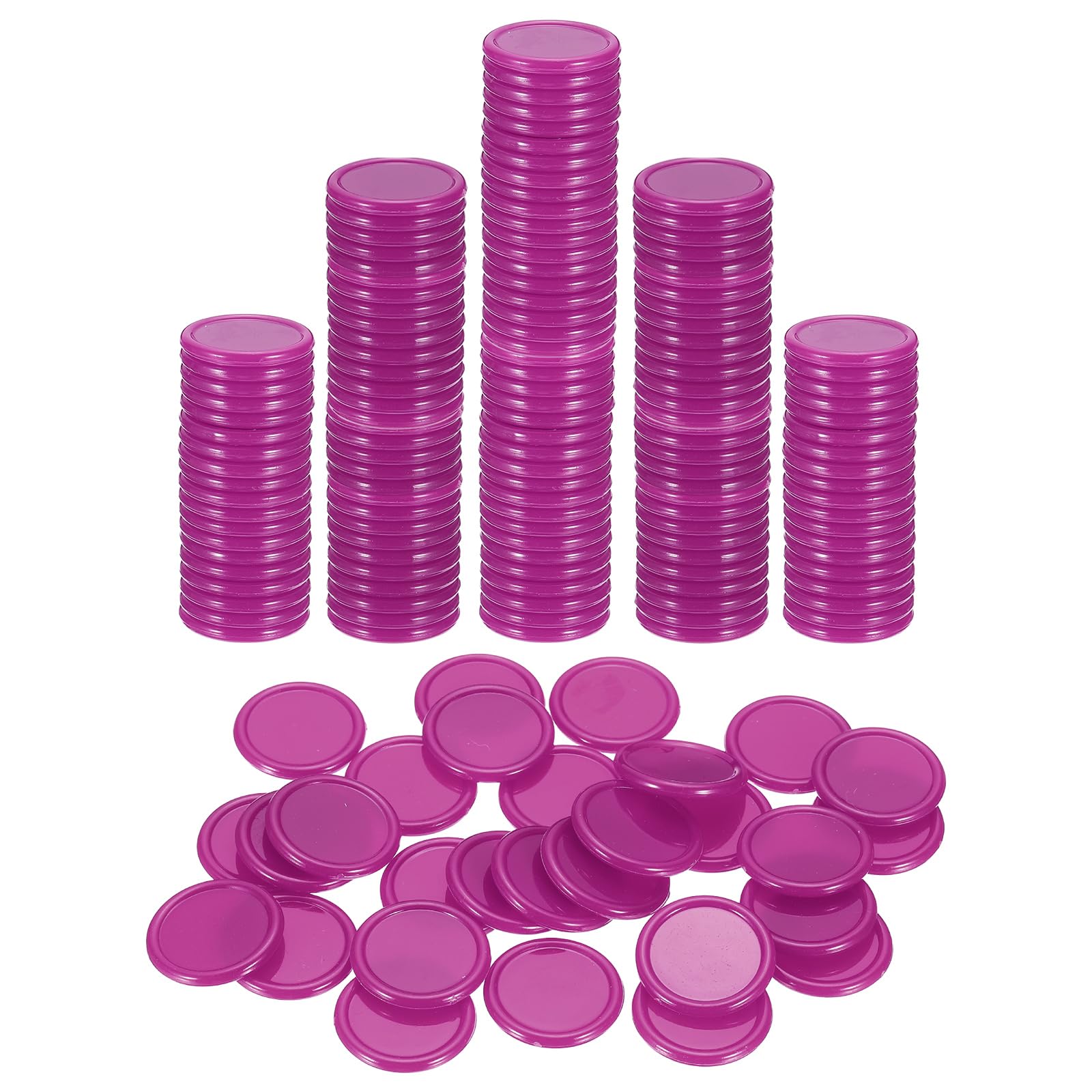 sourcing map 200Pcs 20mm Plastic Poker Chips, Mini Bingo Chips Learning Counters Counting Counters Disks Markers Opaque Game Tokens for Game Play Math Counting, Rose Red