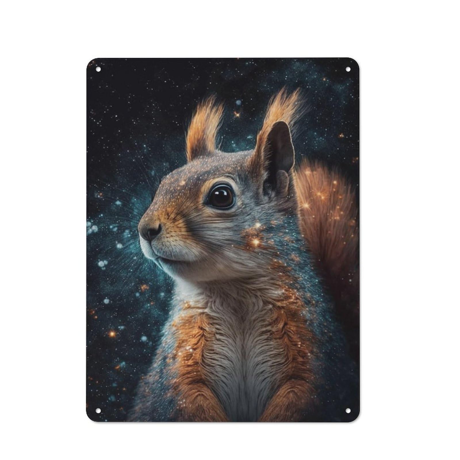 Junmoney Style-12 40X30cm Retro Metal Sign With Cosmic Squirrel Gazing For Home Office Or Studio, Suited To Wall Displays In Home Offices And Studios