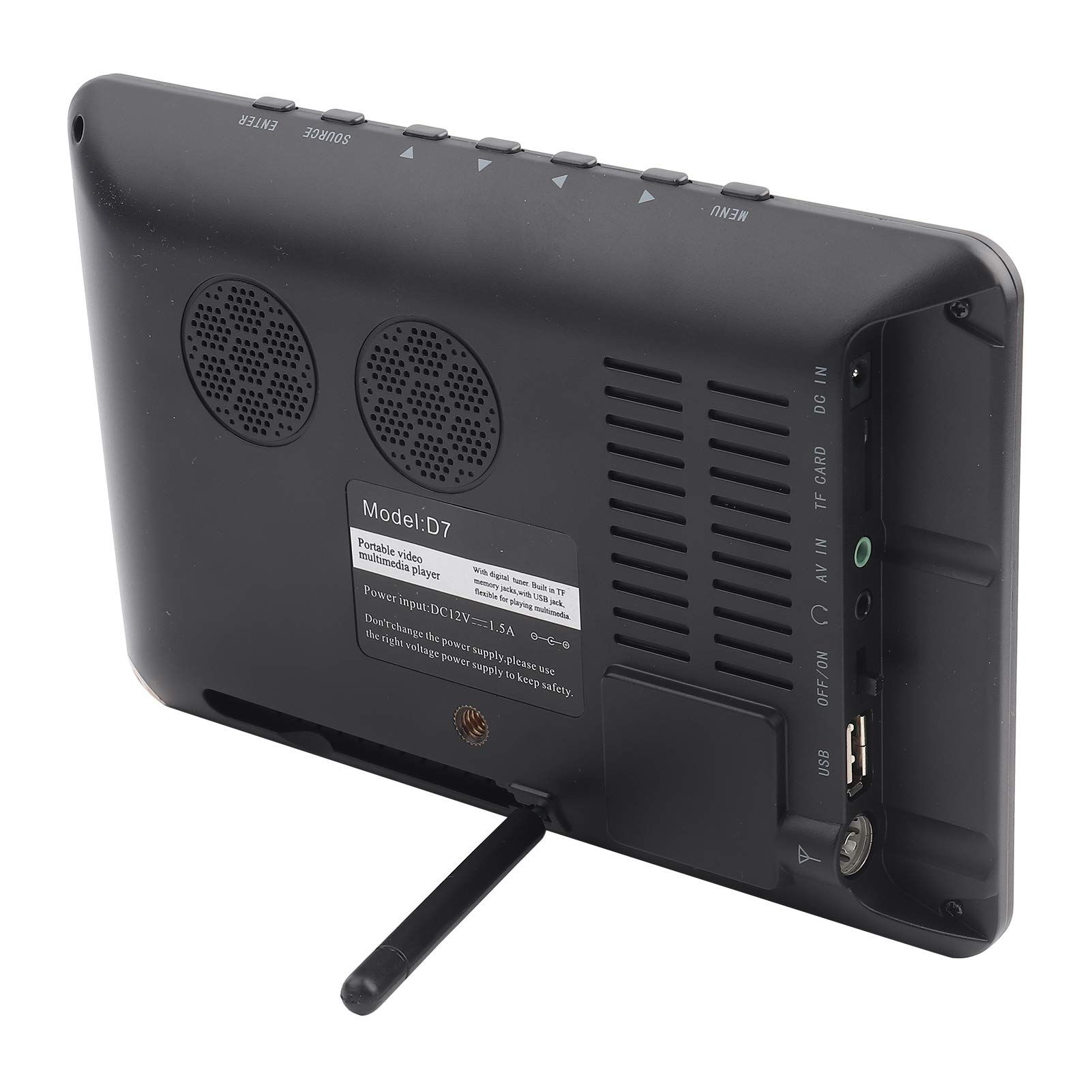 7 Pulgadas TV portátil, LED pequeña Televisión Dos Altavoz TV Digital con 1200 mAh baterías Recargables y Mando a Distancia para cámara, Cocina, Caravana, Coche