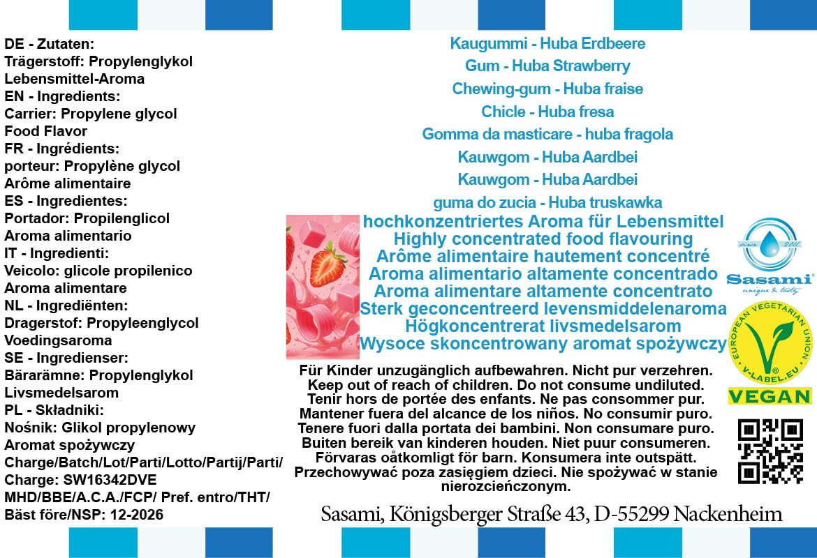 guma do żucia - Huba truskawka Aromat Koncentrat - wegański - Sasami - 100ml