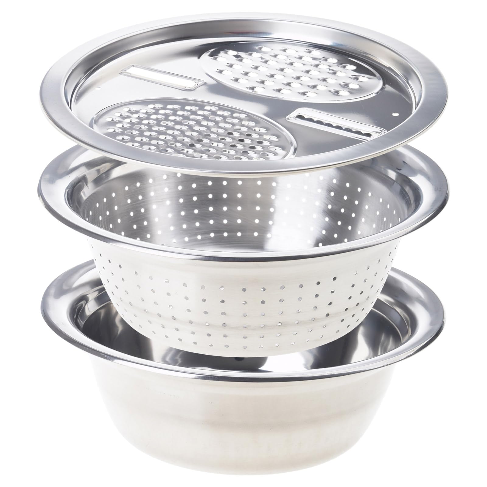 Hsioluted Efficient Stainless Steel Basin Set Kitchen Tool Drain Basket Set Home Cooking Accessories Perfect for Everyday Cooking Dishwasher Safe Basin