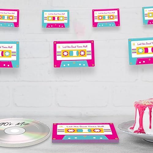 Miniatura 5 de Suministros para fiestas de los años 80 Cinta de casete para decoración de guirnalda, 7 pies de largo (paquete de 2)
