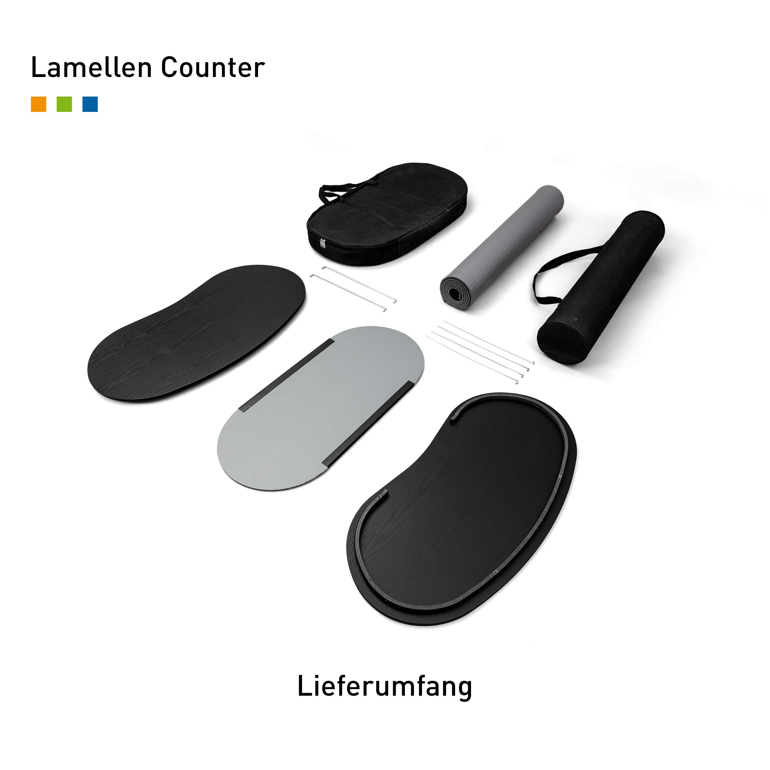 Vispronet® Lamellentheke Silbergrau Oval Messetheke Promotiontheke Verkaufstheke