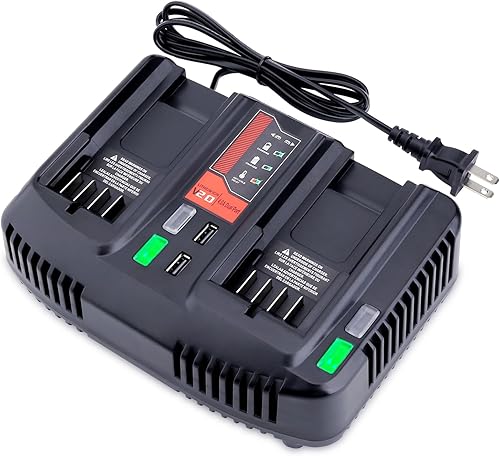 Biswaye CMCB124 Cargador máximo de 20 V de doble puerto compatible con batería de litio Craftsman V20 CMCB204 CMCB201 CMCB202 CMCB205 CMCB209