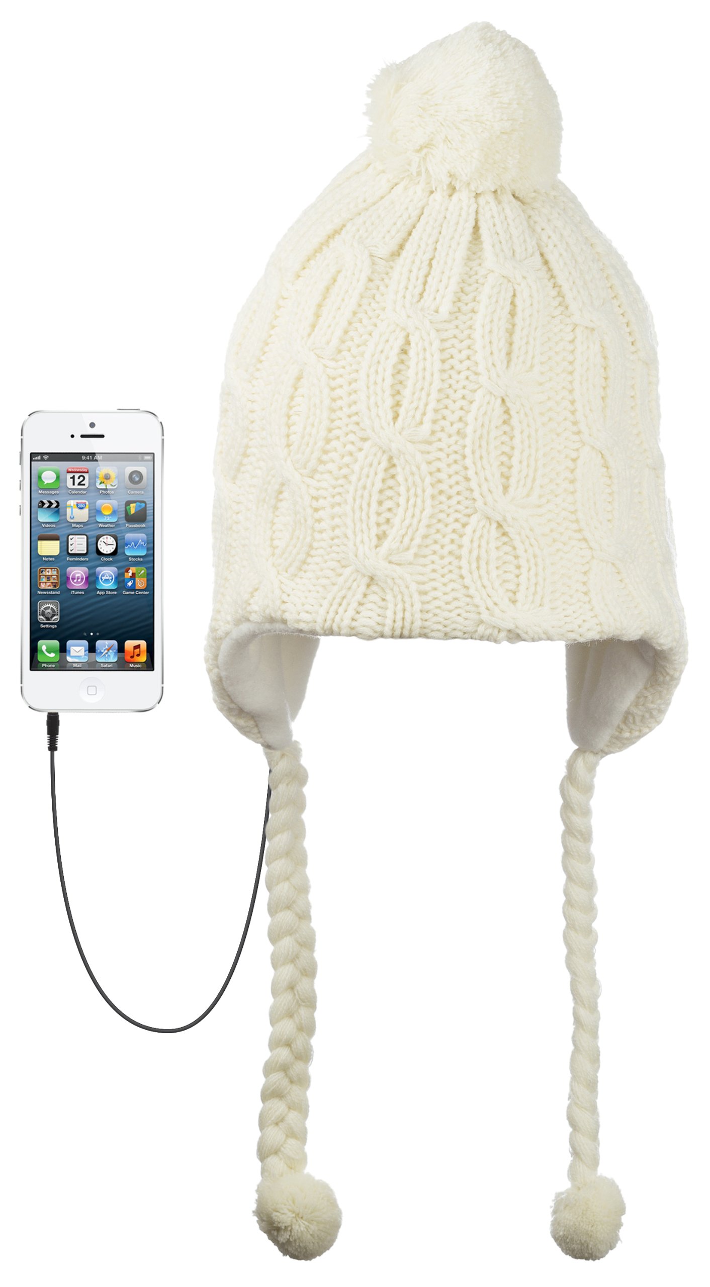 KitSound KSBEPCC Casque Intra-auriculaire Bonnet péruvien tricoté avec Pompon pour iPhone, iPod, iPad Mini et Lecteur MP3