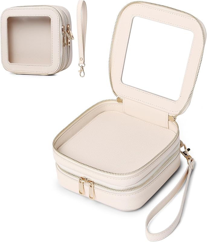 Necessaire transparente LOFOWN bege B1 com 2 camadas, LX26-026