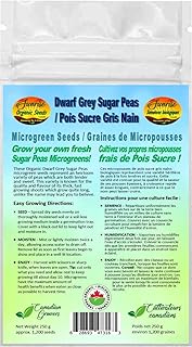 Dwarf Grey Sugar Peas Microgreen Seeds | Pois Sucre Gris Nain Graines de Micropousses | Certified Organic & Non-GMO | Net Wt. 250 Grams (approx. 1,200 seeds) | High Germination Rate | Product of Canada