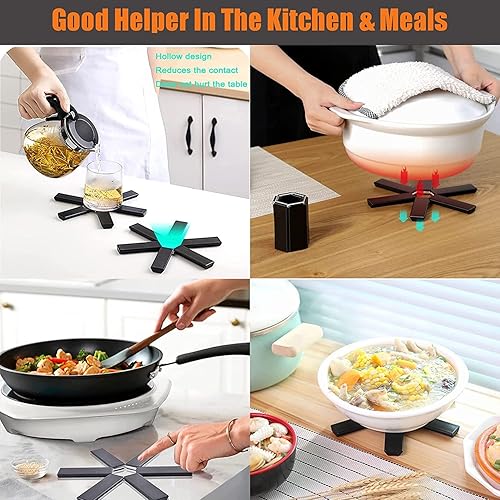 Miniatura 6 de Paquete de 4 alfombrillas de aislamiento térmico plegables creativas almohadillas de aislamiento térmico antideslizantes herramientas de cocina