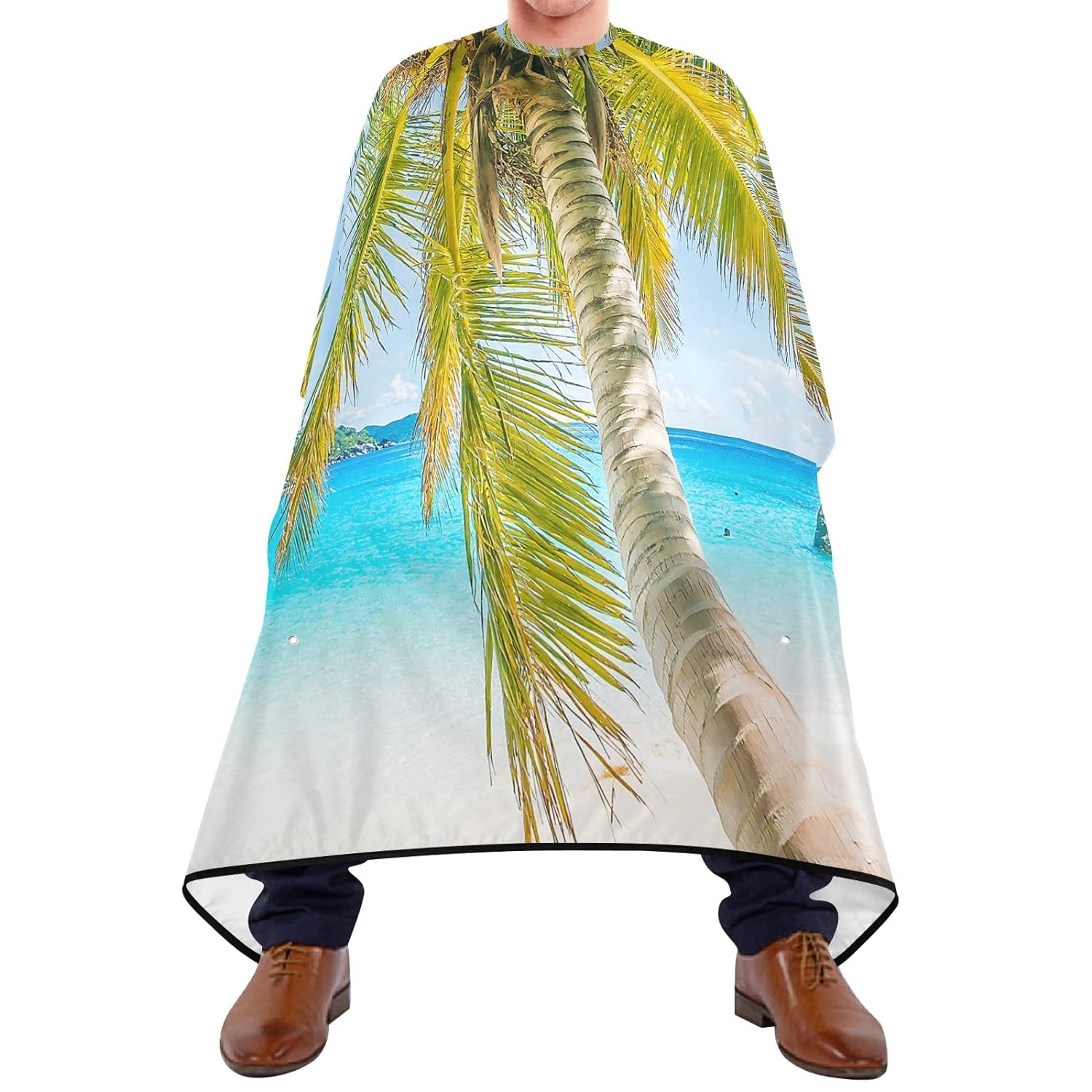 Barber Cape Coconut Palm Tree On Tropical Beach Sea Sunday Hairdressing Apron Waterproof Hairdressers Gown Unisex Salon Gowns For Styling Salon Men