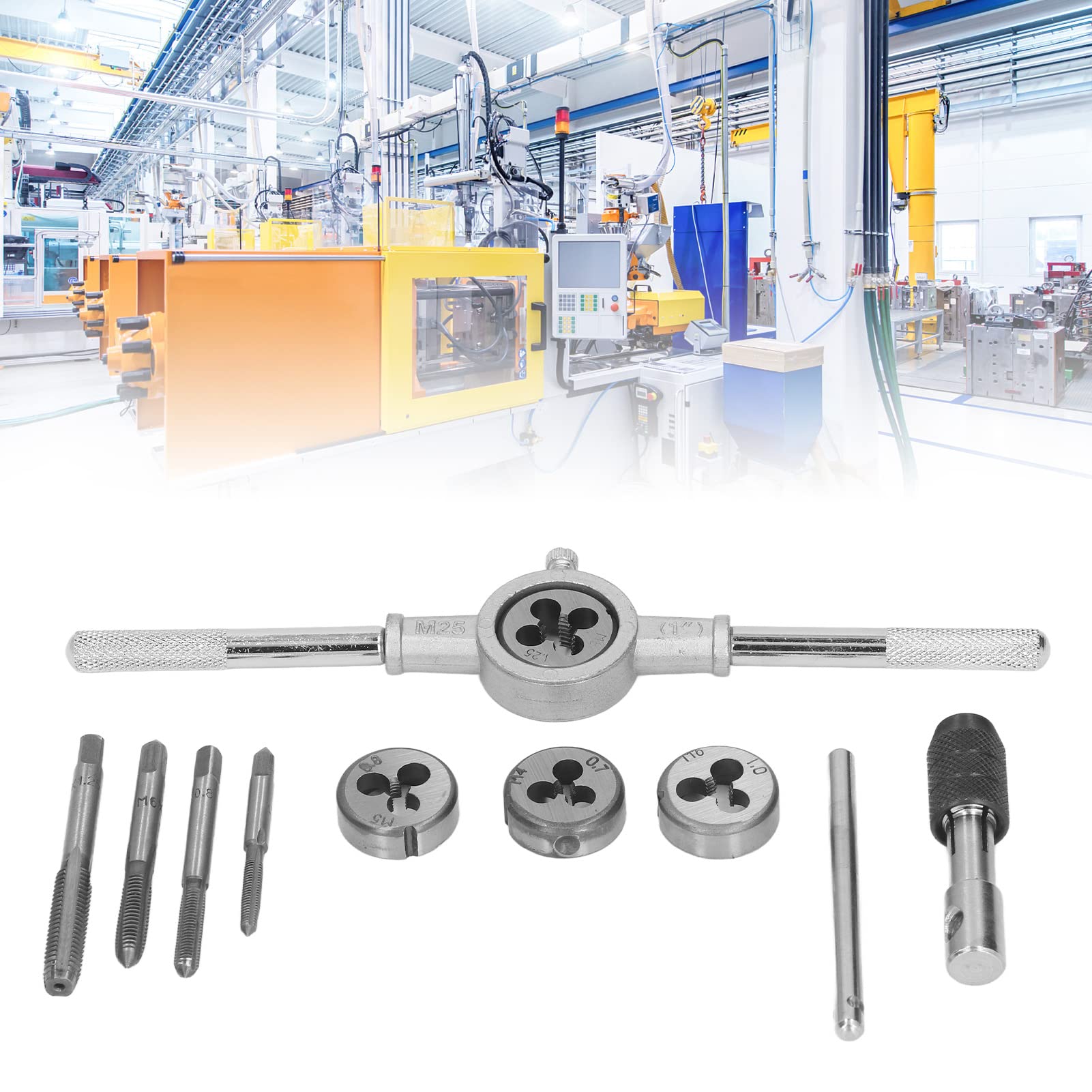 Set di filiere per maschiatura 10 pezzi in acciaio M4 M5 M6 M8 conico, spessore filiera per maschiatura, utensile metrico, piastra per denti, filettatura, rinnovamento, creazione, riparazione, kit d