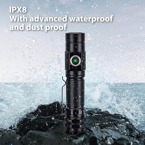 Miniatura 4 de Mkuronbiuty M11 1300 lúmenes USB tipo C recargable LED linterna de haz largo al aire libre. IPX8 impermeable. 5 modelos para EDC, emergencia de