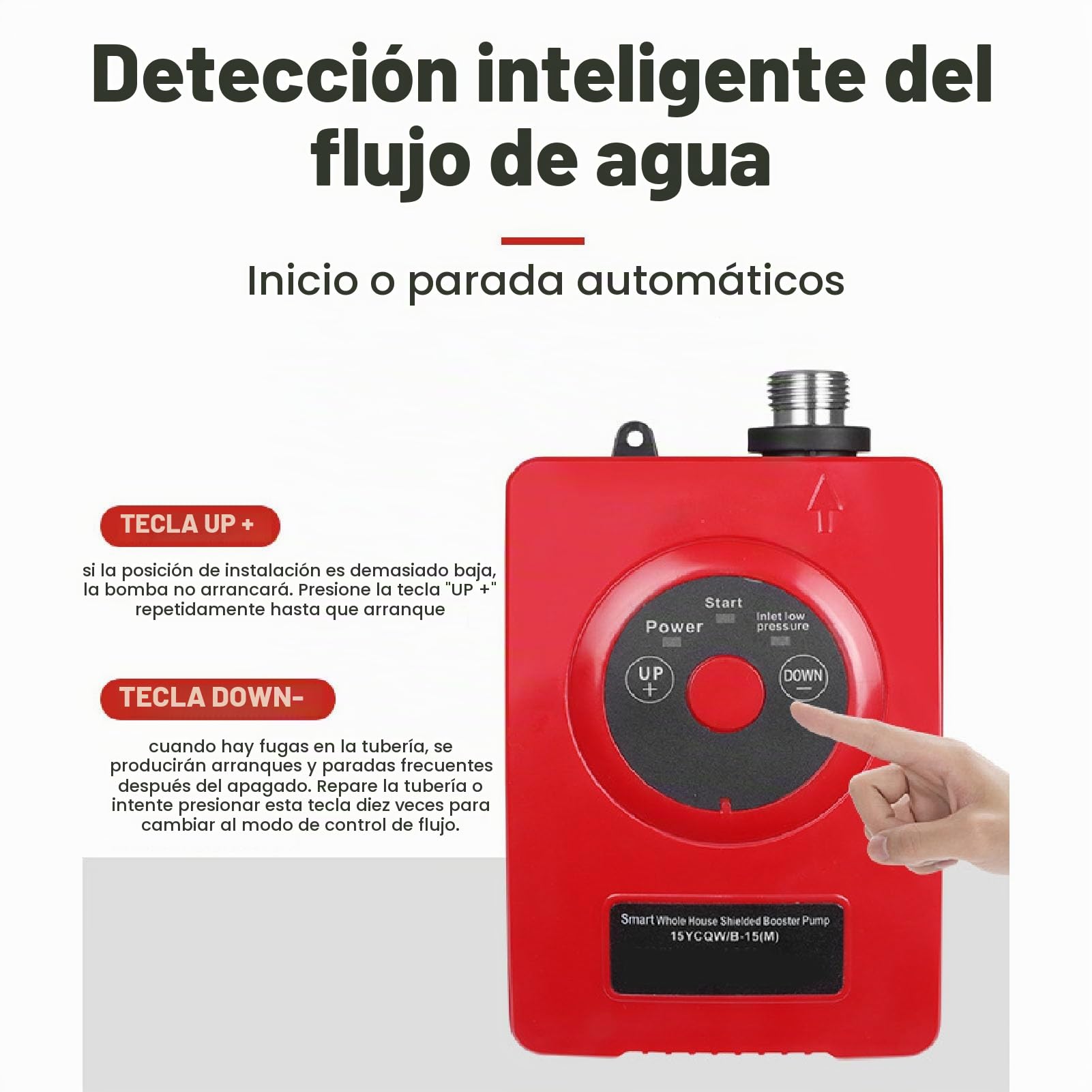 Bomba de Refuerzo para Calentador de Agua de 24L/min 69W, Bomba de Refuerzo Blindada Inteligente, Bomba de Circulación Ultrasilenciosa para Jardín de Cocina