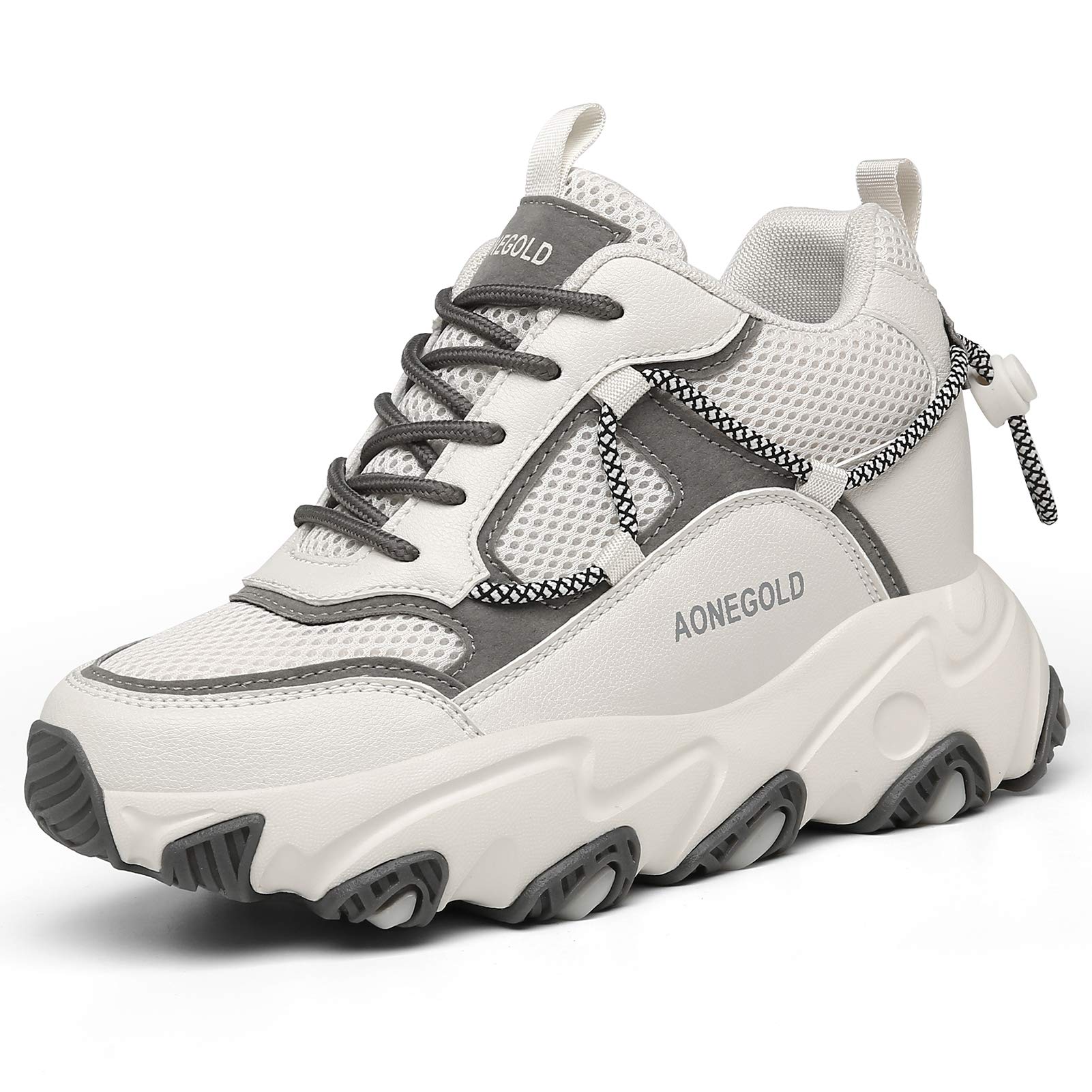 TQGOLDWomen's Platform Sneakers Wedges High Top Lace Up Shoes Increase Fashion Sneakers for Womens Girls