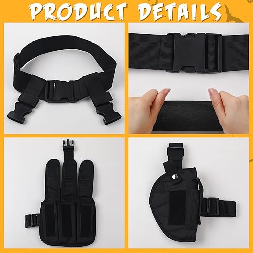 Miniatura 4 de 3 piezas de disfraz de Halloween para mujer, cosplay, pierna caída, ajustable, pistola, pistola, con bolsas para revistas, medio dedo, punk, guantes