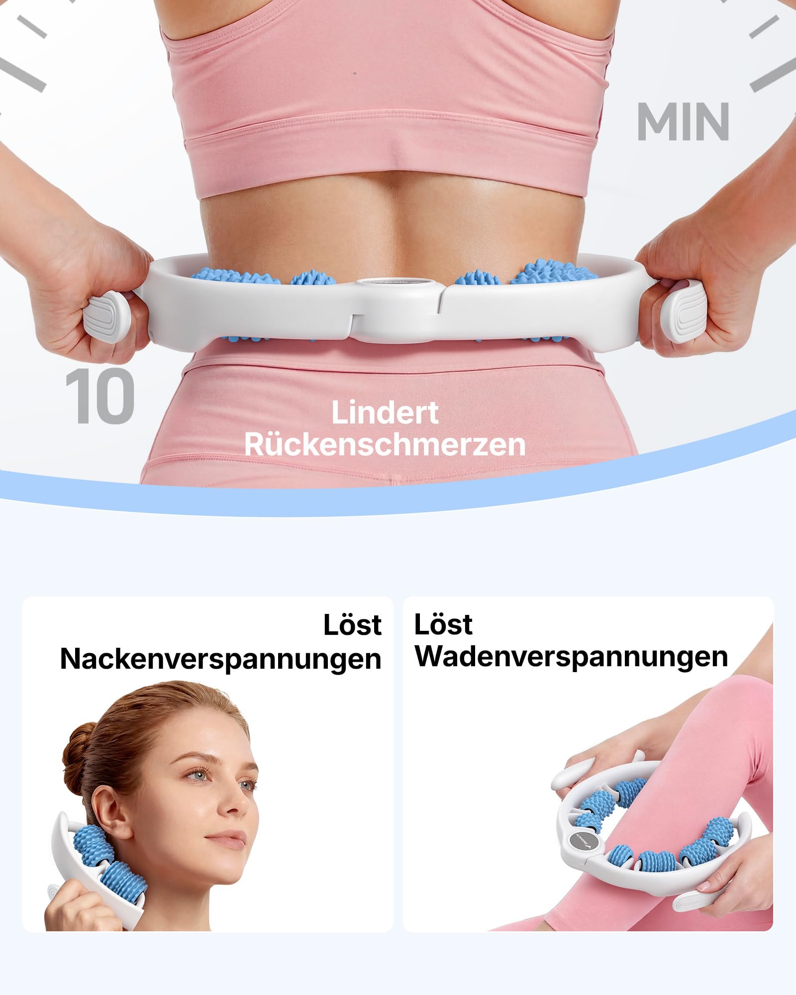 MERACH Cellulite Massagegerä – Anti Cellulite Massagegerätmit 14 Abnehmbaren 360°Rollen, Lymphdrainage Gerät für Bauch Beine Po Nacken und Körperformung, Cellulite Roller Massageroller