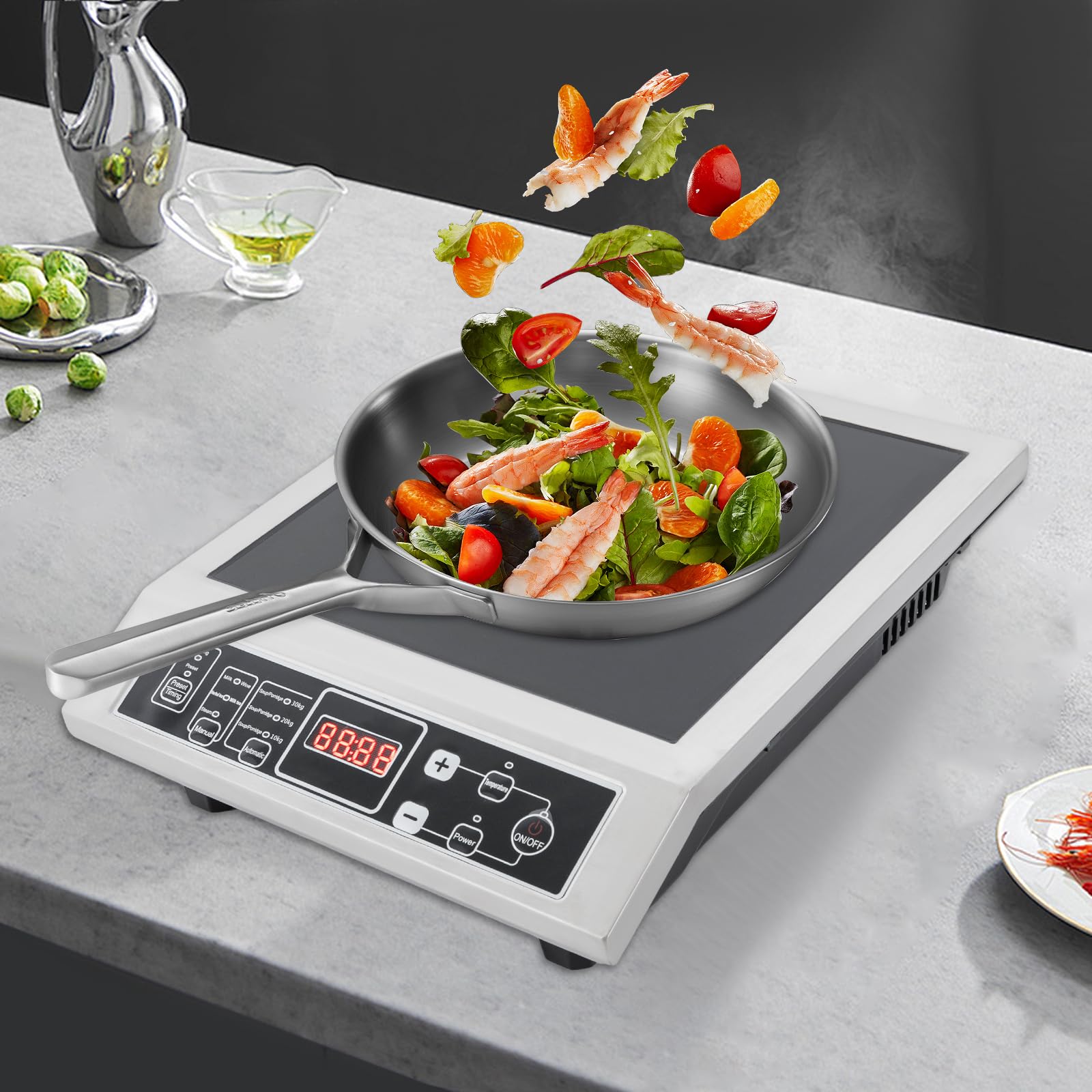 Plaque de cuisson à induction 3500 W - 42 x 35 x 11 cm | Technologie de chauffage IGBT, Chauffage rapide, Compact, Prise européenne, Pour camping, cuisine, camping-car