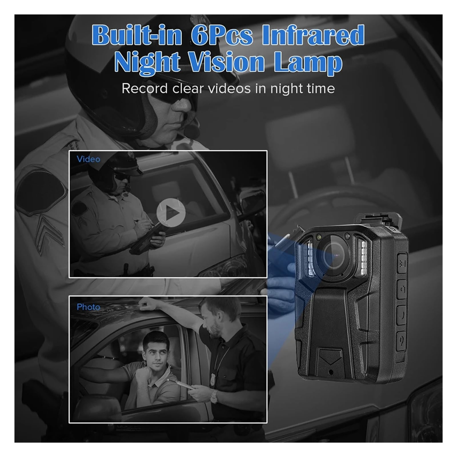 Kamera na ciało YSW-Y2 Mini kamera do noszenia na ciele A7 kamera policyjna do montażu na ciele cyfrowy rejestrator wideo kamera samochodowa HD 1080P kamera DVR z dźwiękiem i obrazem(16GB)