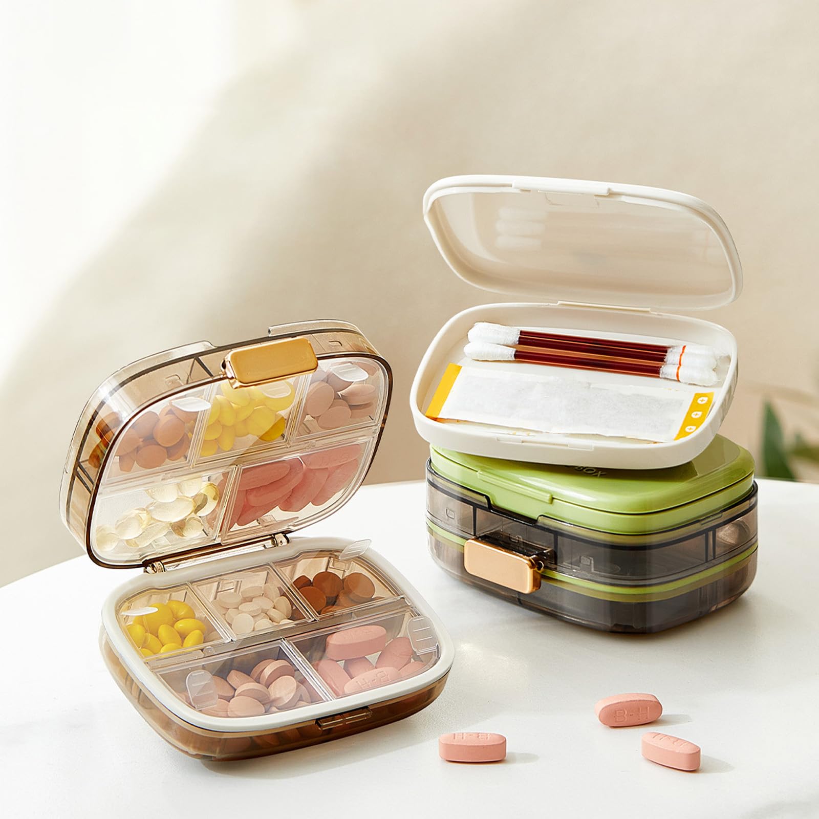 Compact 10 Slot Dispenser Travel Friendly Pills Holder for Daily Use and Travel Storage