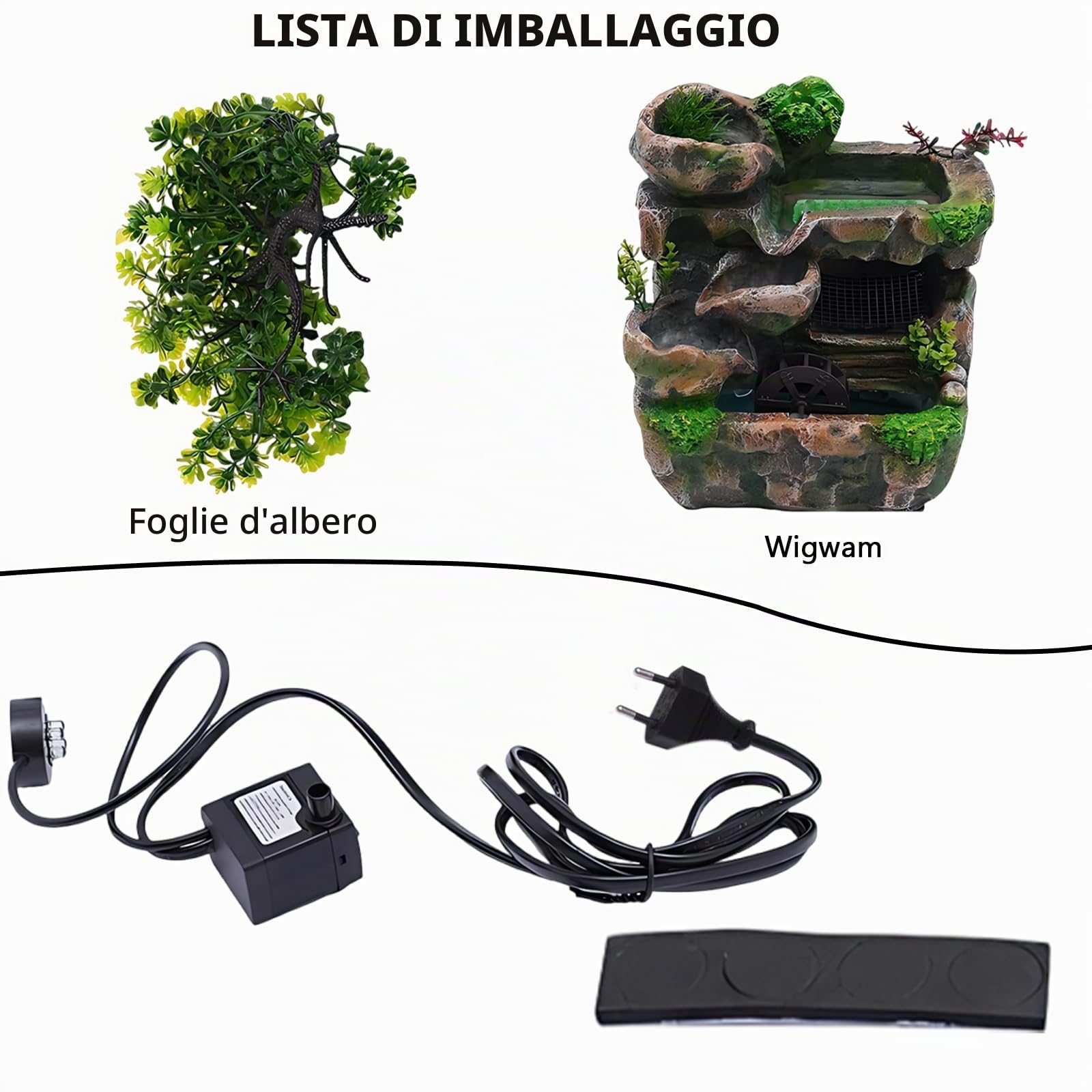 Fontana verde Pianta Fontana da Tavolo Cascata con Illuminazione a LED che Cambia colore, Fontana da Tavolo con Ruota Feng Shui, Fontana per Posizionamento Soggiorno, Ufficio Pulisce l'aria 18 x 30cm