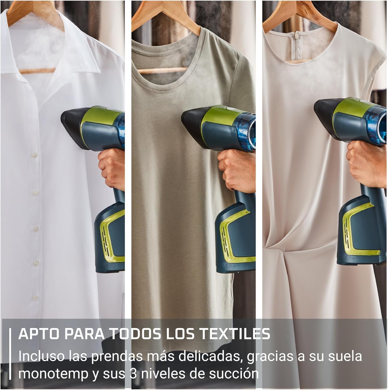 Rowenta AeroSteam, Plancha de vapor vertical, Tecnología OptiFlow | 3 niveles de potencia, Depósito de 100 ml, Resultados rápidos con una sola pasada, Succiona y plancha a la vez, DR9810