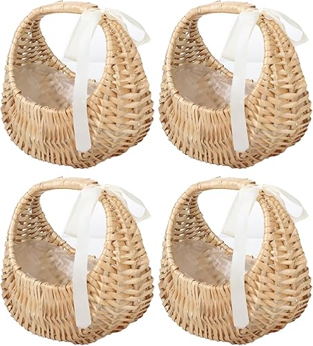 BEIJIALY 4 cestas pequeñas de mimbre con asa, cestas de flores para bodas, cesta de flores de mimbre de ratán, mini canasta de picnic, cesta de disponible en Yaxa Peru