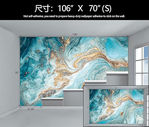Miniatura 10 de WFBHUA - Mural de papel tapiz de mármol, fondo de arte abstracto dorado, mural grande para sala de estar y dormitorio (no despegar ni pegar)