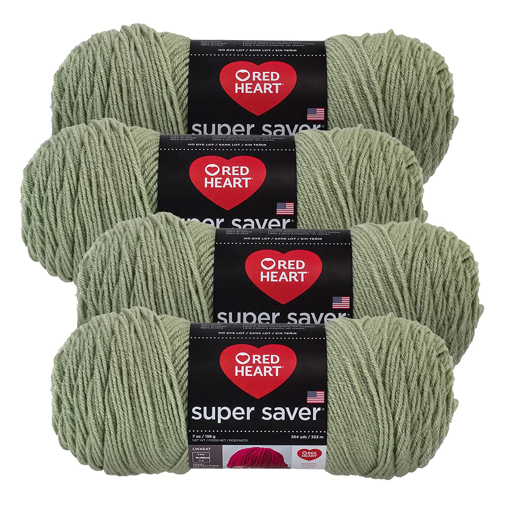 Red HeartSuper Saver Yarn (4-Pack of 7oz Skeins) (Frosty Green)