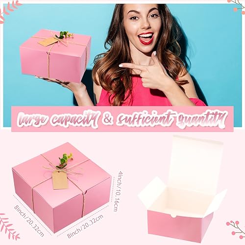 Miniatura 23 de Crtiin Juego de 8 cajas de regalo de 8 x 8 x 4 pulgadas, papel blanco, propuesta de dama de honor, caja de regalo con tapas para regalos, boda