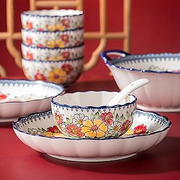 Amazon.co.jp: 食器セット 碗皿セット 花柄 ギフトボックス付き