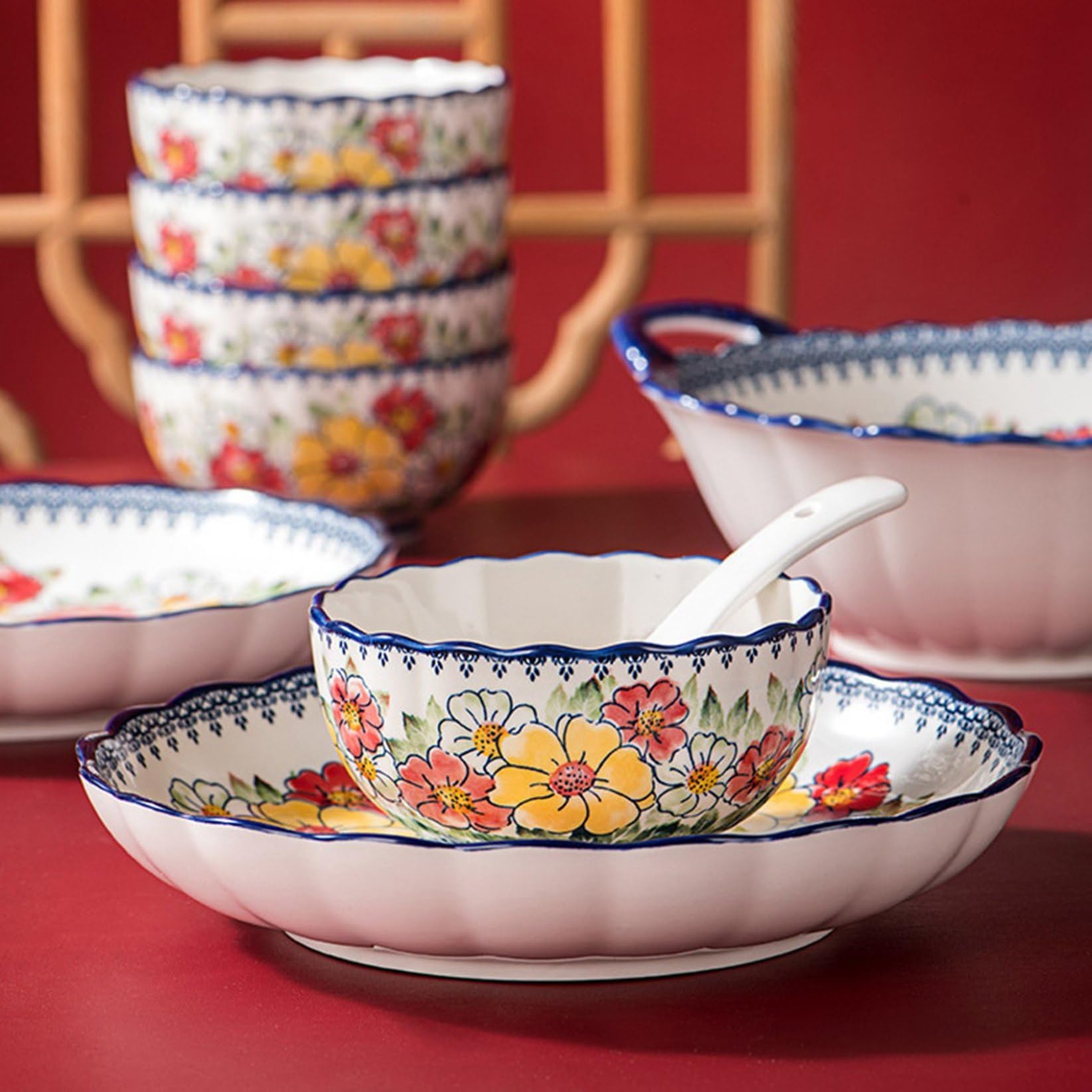 ハンガリー製　花柄食器セット 6枚 Amazon.co.jp: 食器セット 碗皿セット 花柄 ギフトボックス付き 4人食