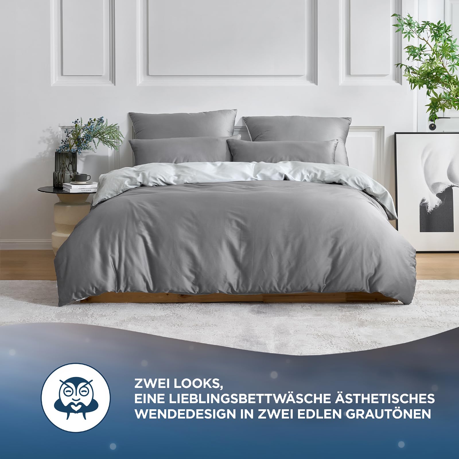 Samthus Pościel 200 x 200 cm, bawełniana satyna – Öko-Tex Made in Green – niebiańsko miękki sen – zestaw pościeli z 1 poszewką na kołdrę 200 x 200 + 2 x poszewka na poduszkę 40 x 80 cm – pościel