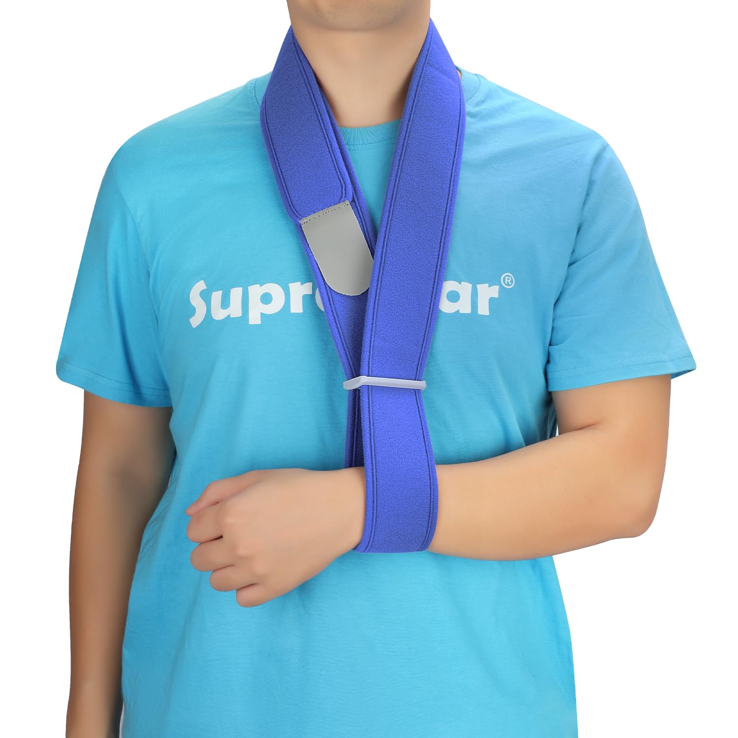 supregear Arm Sling, Adjustable Collar and Cuff Sling, Lightweight Simple Shoulder Immobilizer Arm Elbow Support Strap for Men Women, One Size Fits Most, Blue