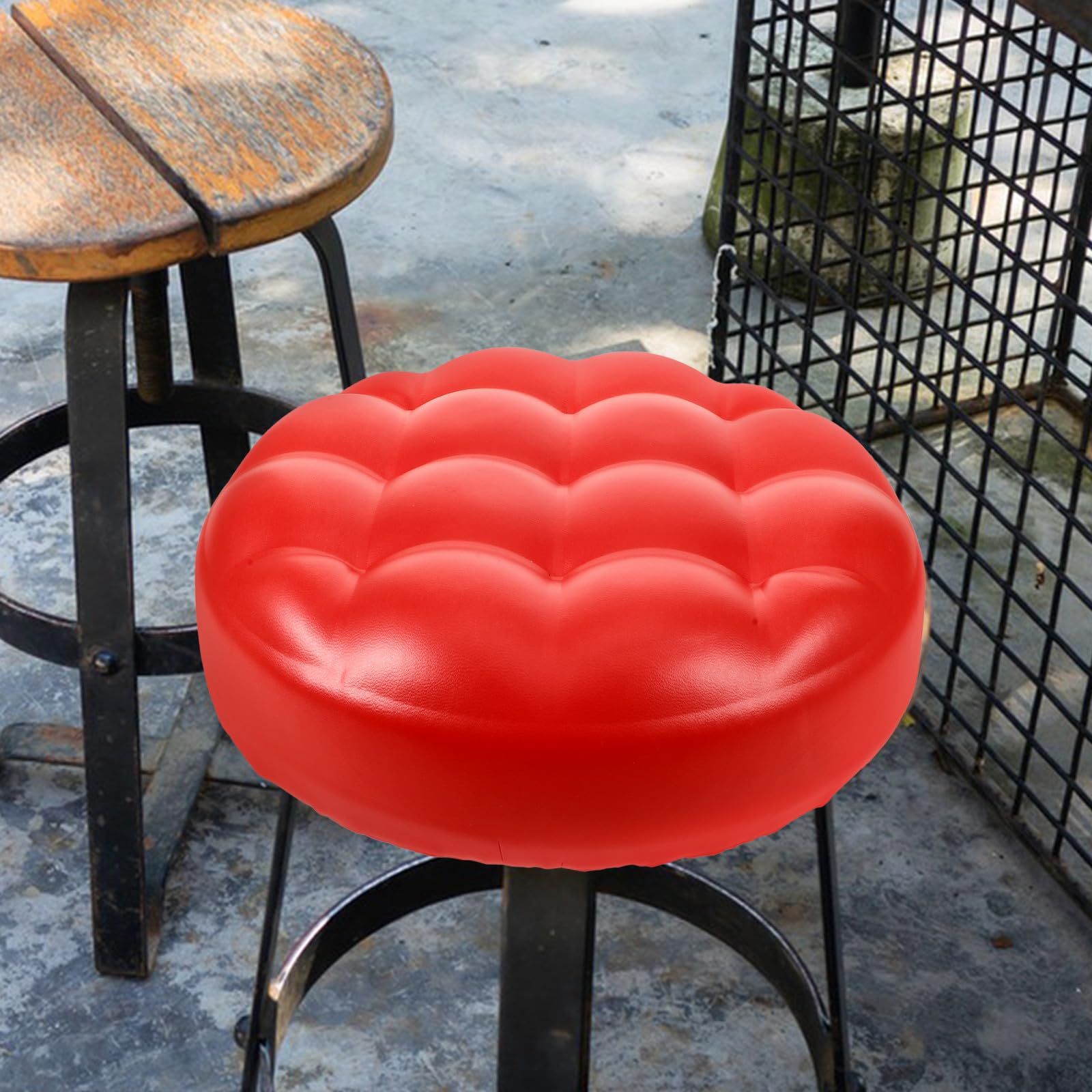 Seduta Rotonda di Ricambio per Sgabello Bar, Pelle Artificiale, Rosso