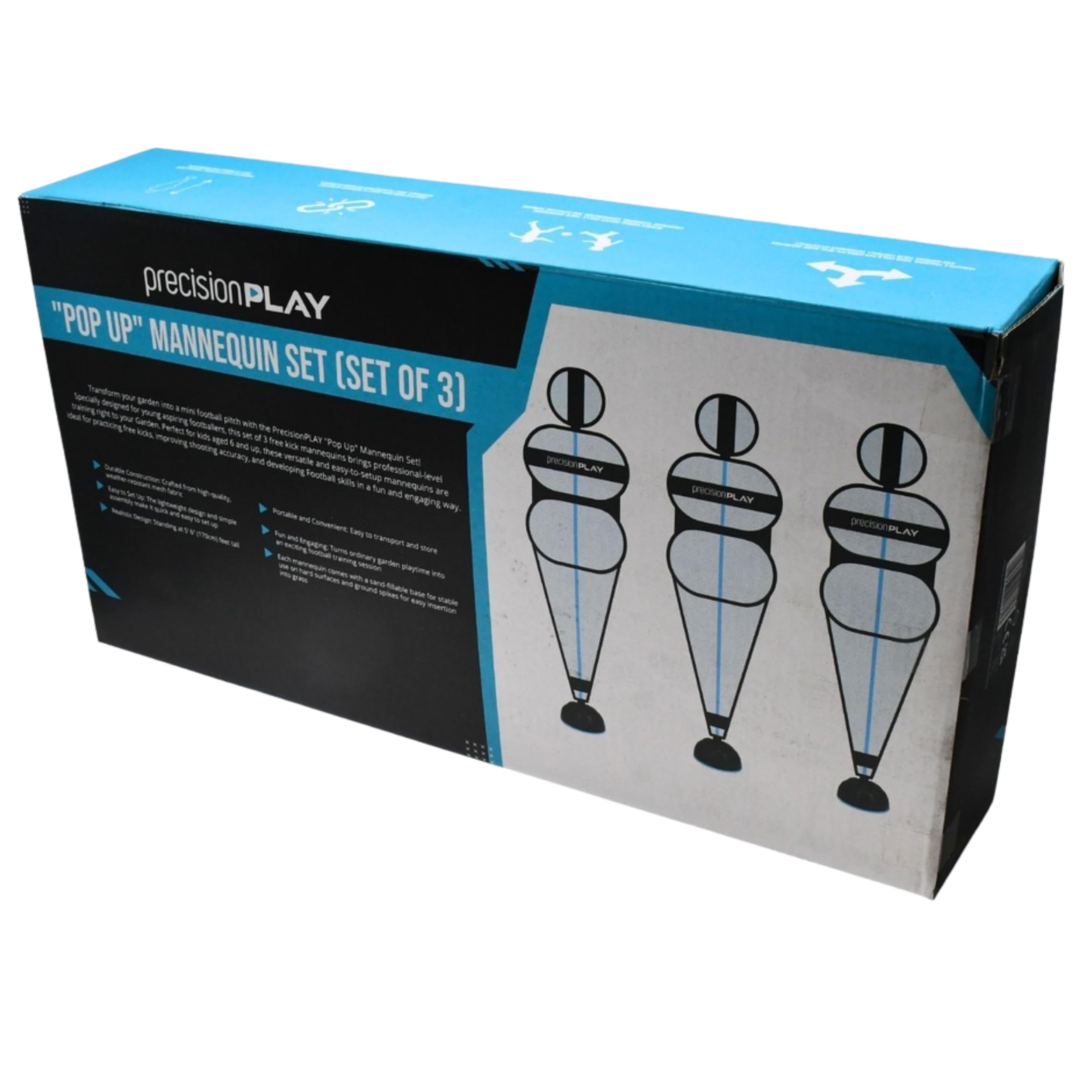 Precision Play Lot de 3 mannequins Pop-up pour Joueurs de Football, entraînement de Coups francs, Bleu, 170 cm