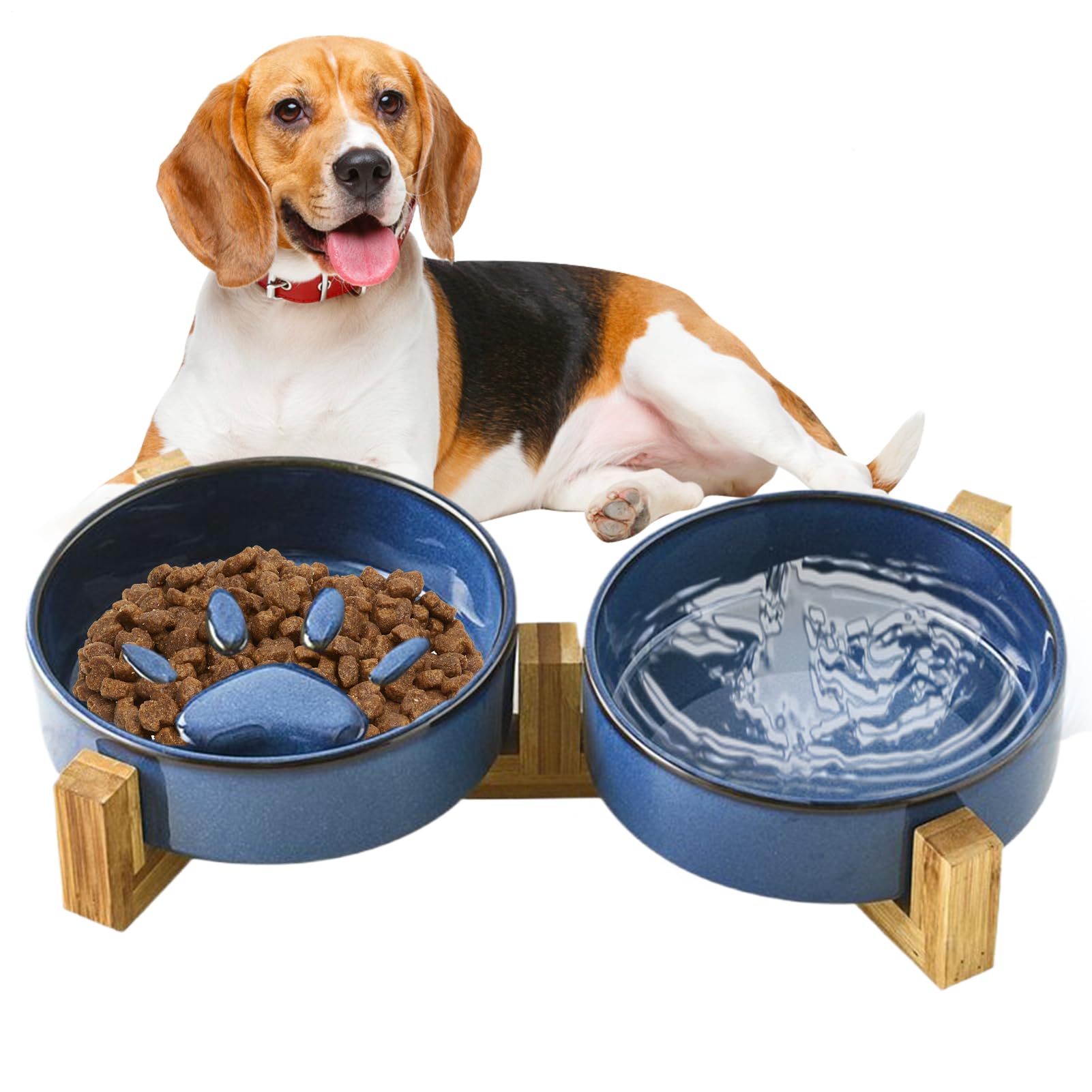 Psia miska spowalniająca Dla szczeniąt średniej wielkości, do picia i | Ceramiczny Antypoślizgowy Na Miski Dla Z Łapką Naczynia kocie, dom i