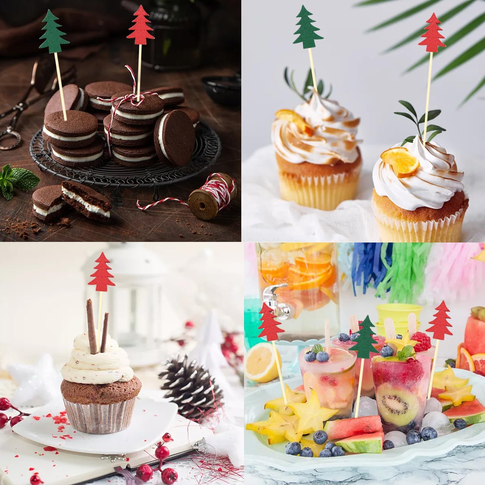 Pics à Cocktail De Noël, 100 PCS Pic Aperitif Noel, Bâtonnets