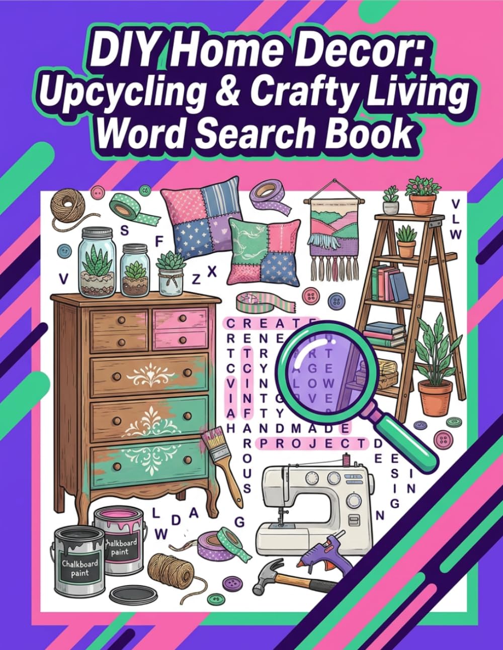 DIY Home Decor: Upcycling & Crafty Living Word Search Book