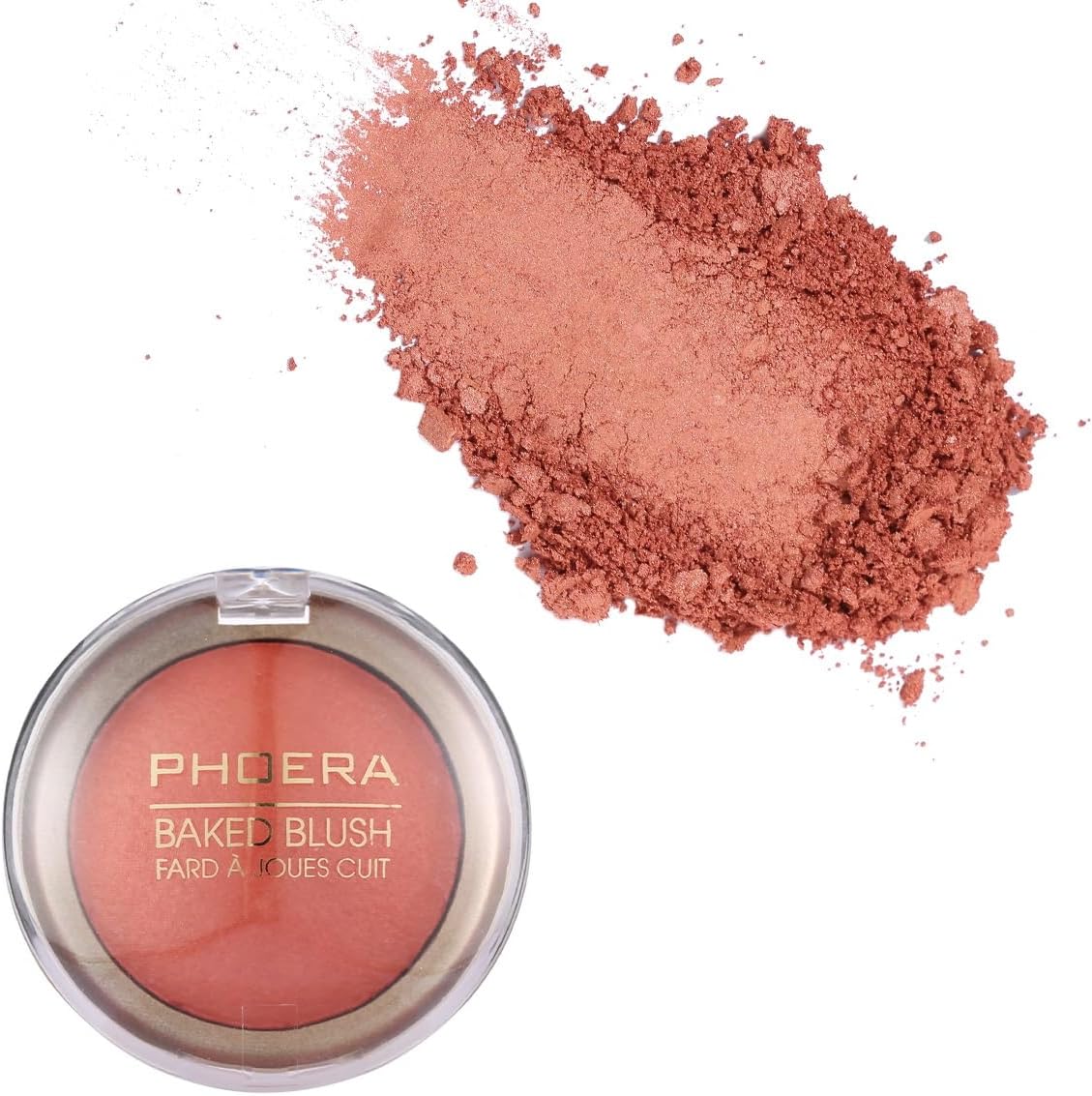 Phoera Baked Powder Blush – Rijk gepigmenteerd en bouwbaar, multi-tonale minerale blush voor een jeugdige gloed, satijn en glanzende tinten, verkrijgbaar in 6 tinten (205 zonsondergang, één maat)
