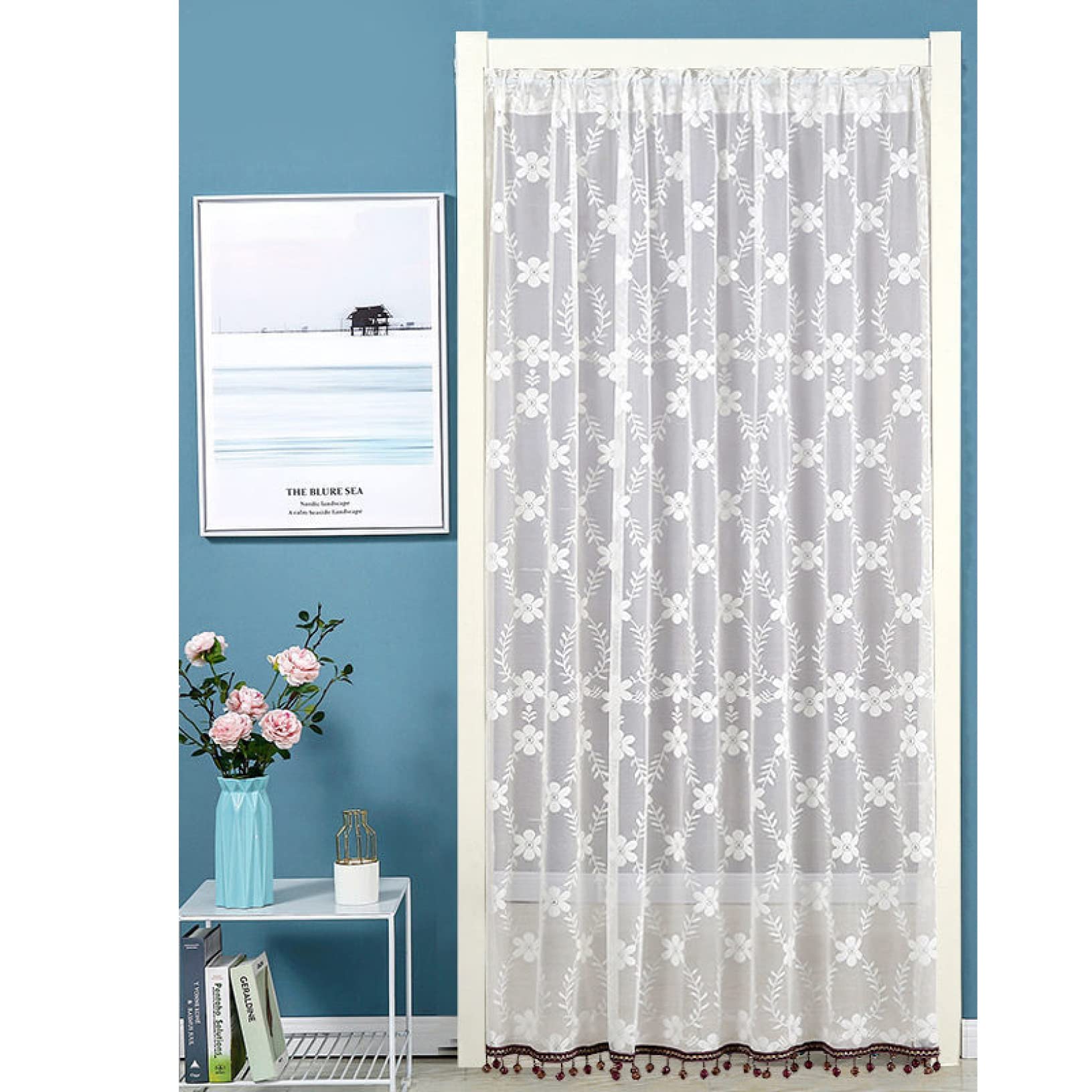 Amazon｜のれん 暖簾 ドア用 150*200 玄関レースカーテン アミ戸