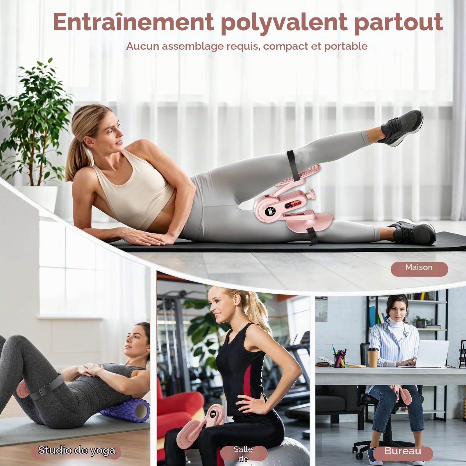 Appareil pour Muscler Le Périnée Femme Homme, 0–60 kg – Résistance Réglable, Entraîneur de Cuisses Plancher Pelvien avec Sangles Fixes, Appareil de Musculation Maison pour Bras, Cuisses et Hanches