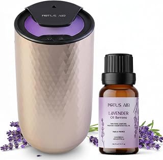Waterless Essential Oil Diffuser with 15ml French Lavender Oil - Portable Cordless Waterless Diffuser - 3 Mist Levels - 4 Timer Modes - USB Rechargeable - Aromatherapy Machine for Home, Car & Office