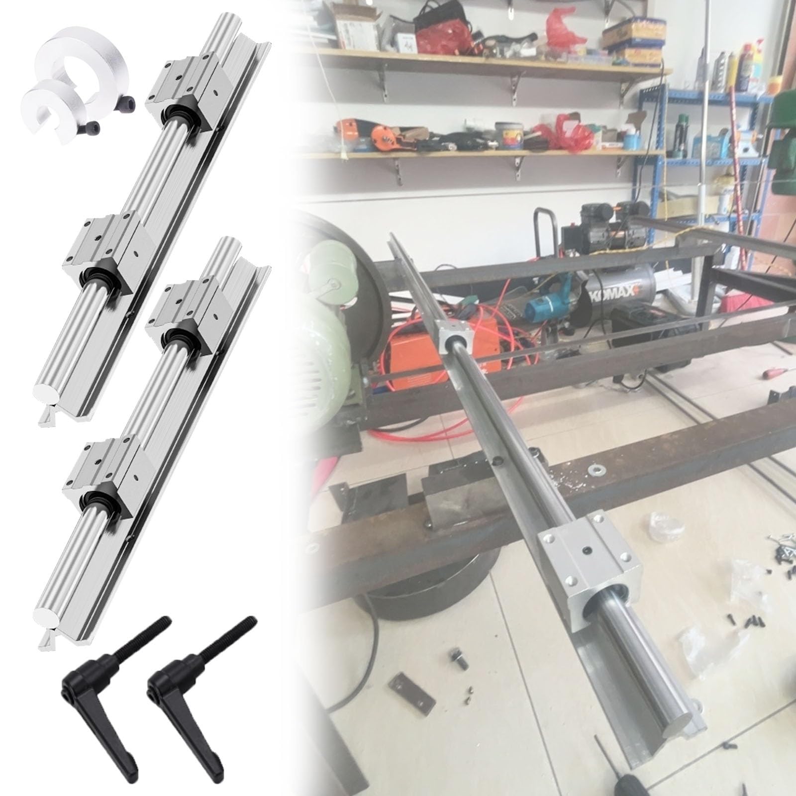 Guidage Linéaires Rail Rail De Guidage Linéaire CNC SBR16, 600/1200/1800/2200mm, Rails Roulements Entièrement Pris Charge Imprimantes, Rails Coulissants Découpe(4 pcs,Length 1600mm)