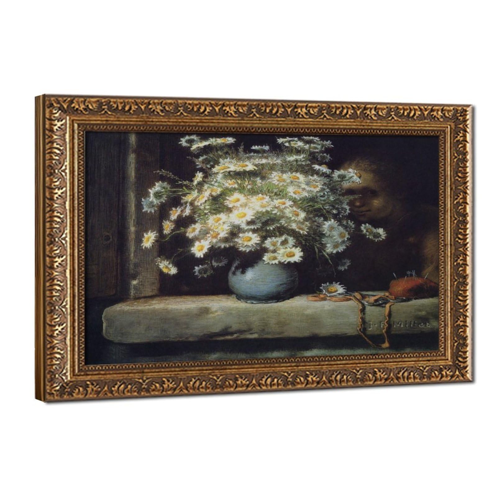 The Bouquet of Daisies by Jean‑françois Millet – Vintage Still Life Print, 1871 Pastel Flower Painting, Botanical Floral Fine Art Prints Posters Canva
