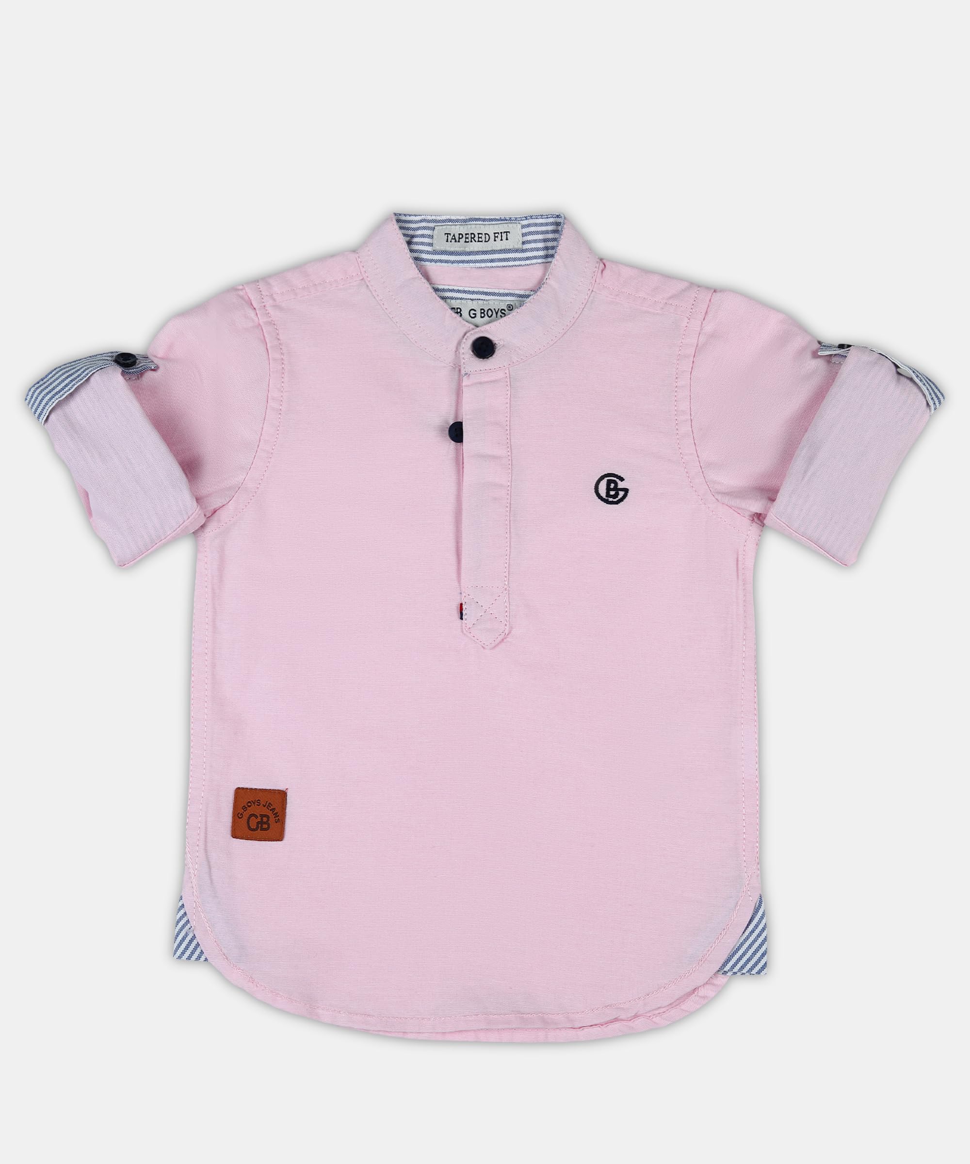 Pooja Baby Kids Stylish Solid Style Cotton Regular Fit Kurta Formal Boys Shirt Casual Wear Buttoned Kurta for Boys (2-3 Years, Baby Pink) - Image 3 thumbnail
